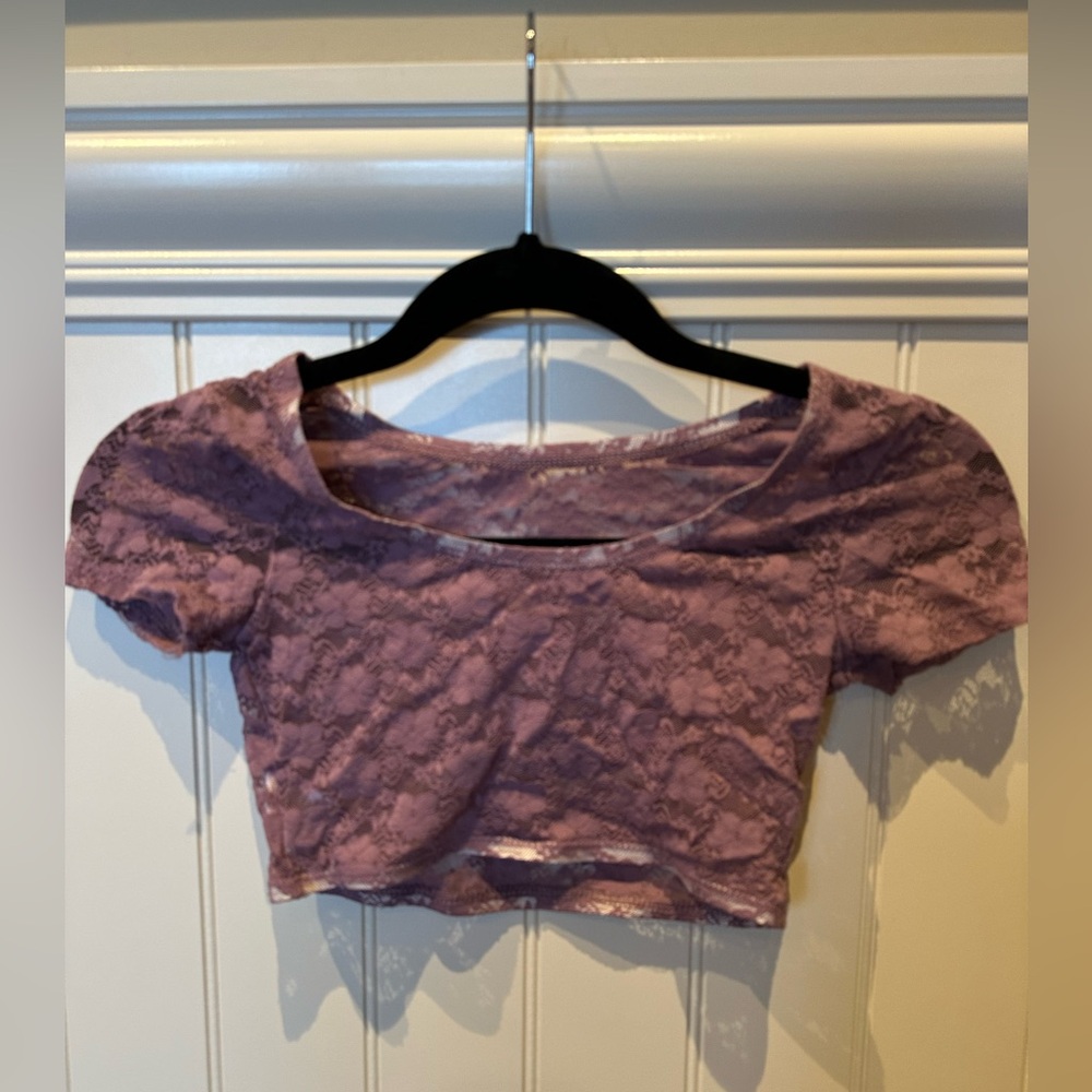 BALERA Large Child Pink Dusty Rose Plum Long Sleeve Crop Top Dance Top